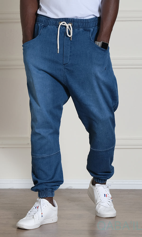 QL Relaxed Fit Stretch Cuffed Jeans in Ocean Blue MOOMENN Men Clothing Faithful Nutrition