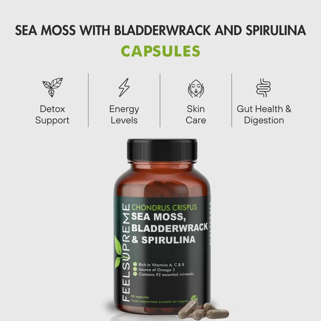 Feel Supreme Sea Moss with Bladderwrack and Spirulina 90 Capsules - Capsules - Faithful Nutrition