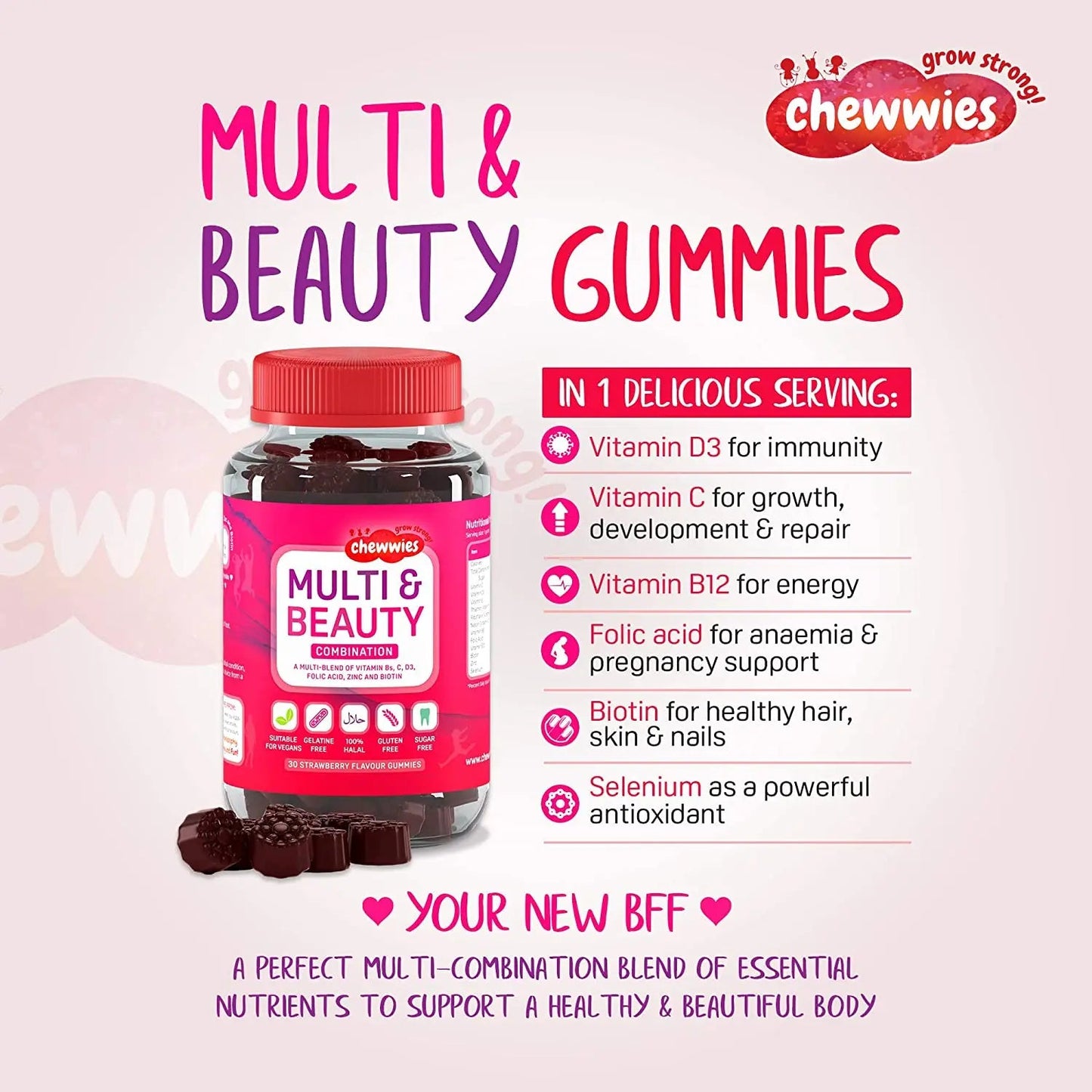Chewwies Vegan Hair, Skin & Nail Gummies - Gummies - Faithful Nutrition