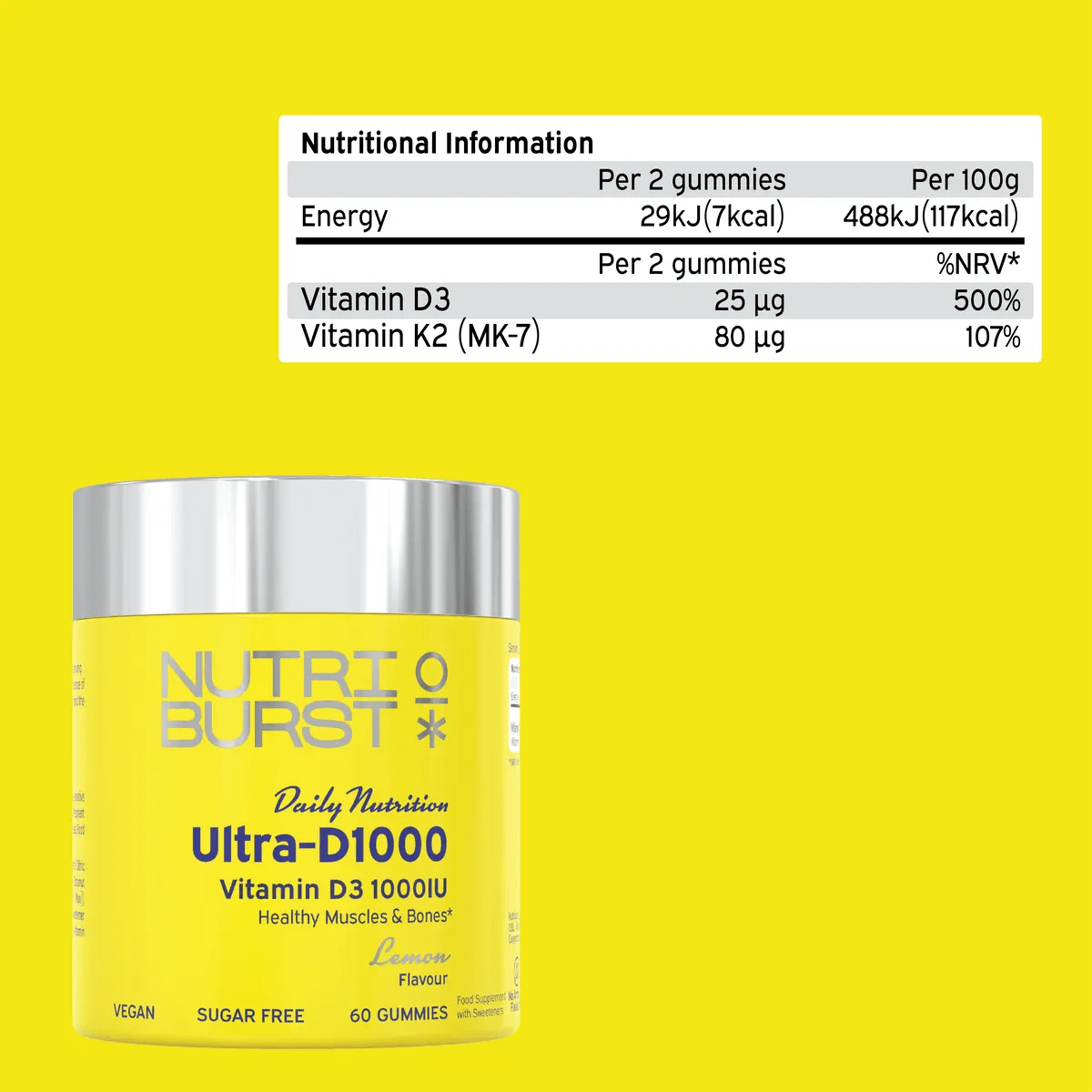 Nutriburst Ultra - D1000 60 Gummies - Gummies - Faithful Nutrition