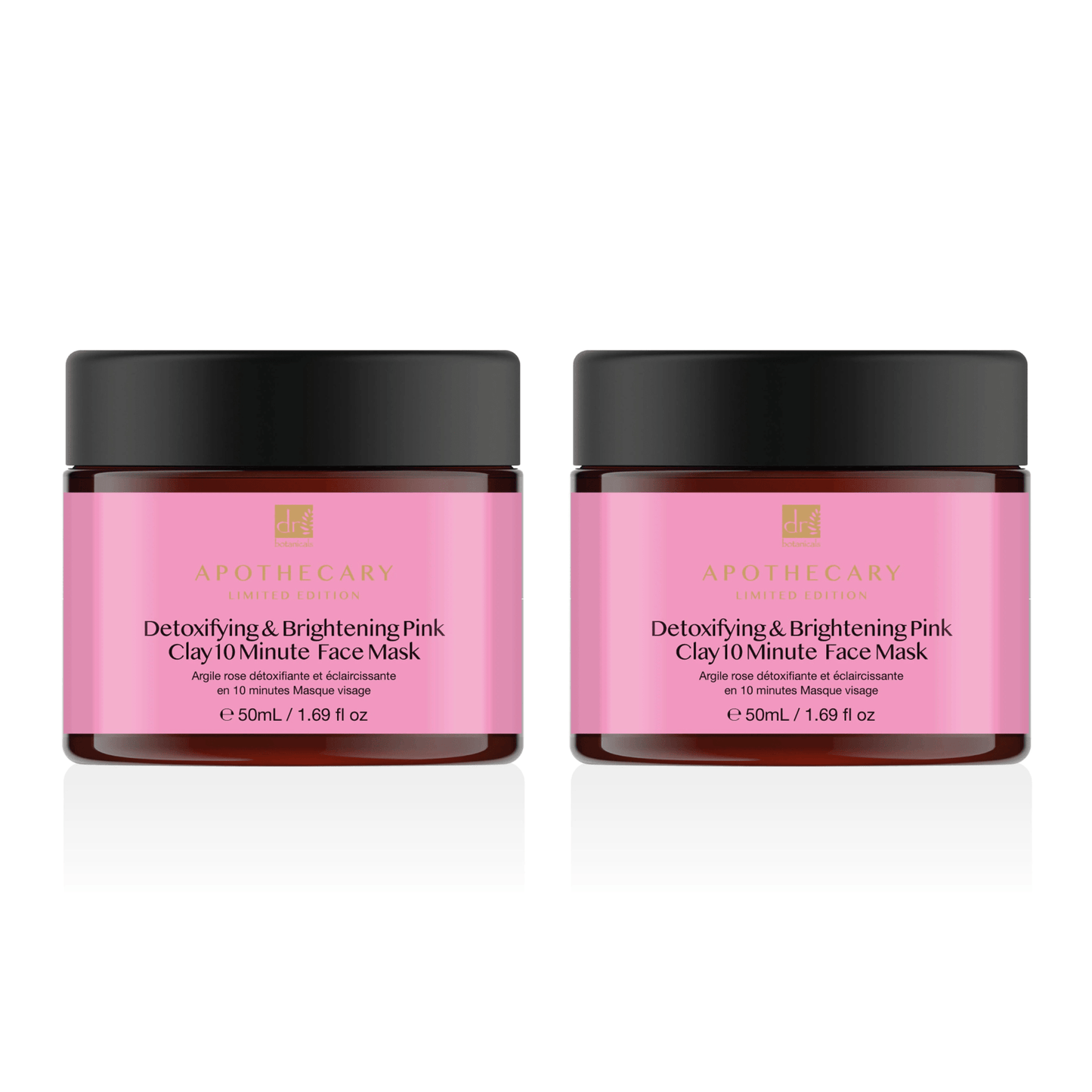 Dr Botanicals Detoxifying & Brightening Pink Clay 10 Minute Face Mask 50ml Twin Value Savings Pack - Kit - Faithful Nutrition