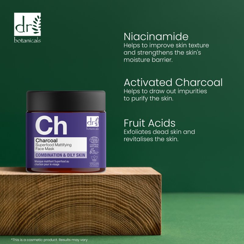 Charcoal Superfood Mattifying Face Mask 60ml - Mask - Faithful Nutrition