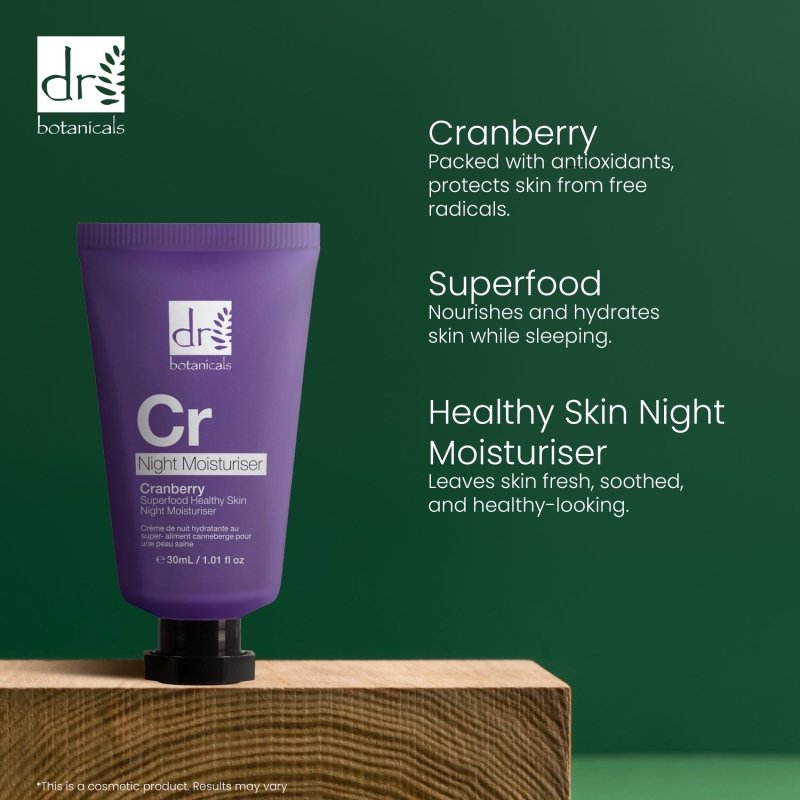 Cranberry Superfood Healthy Skin Night Moisturiser 30ml - Moisturiser - Faithful Nutrition