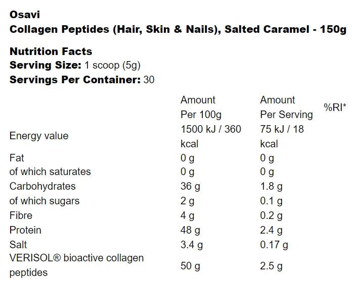 Osavi Collagen Peptides Hair, Skin & Nails - 150 grams - Powder - Faithful Nutrition
