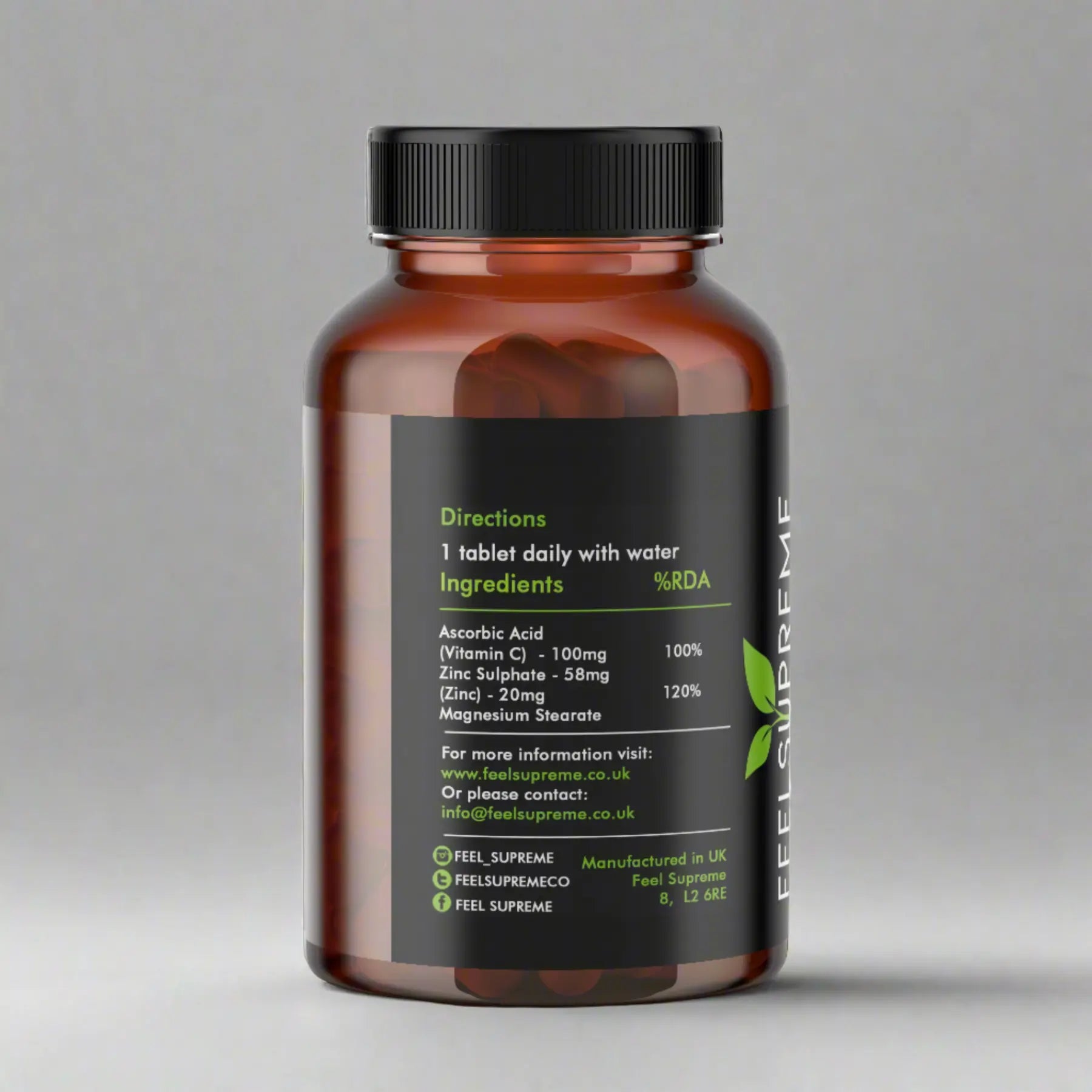 Feel Supreme Zinc with Vitamin C 60 Tablets - Tablets - Faithful Nutrition