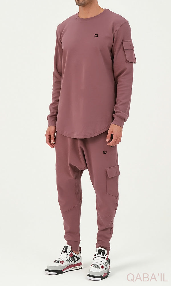 QL Sniper Set Cargo Joggers and Longline Top in Purple  MOOMENN Men Clothing 3200 ENSEMBLE-SNIPER-NEO / Purple / XXL Faithful Nutrition