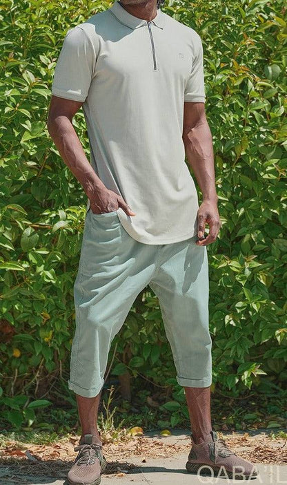 QL Cropped Trousers Stretch in Almond Green  MOOMENN Men Clothing  Faithful Nutrition