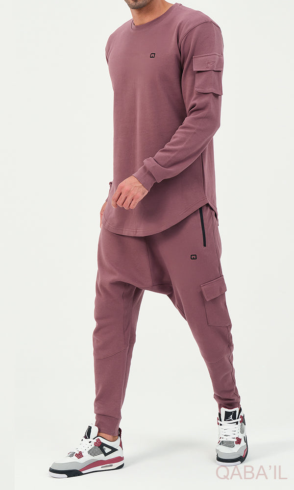 QL Sniper Set Cargo Joggers and Longline Top in Purple  MOOMENN Men Clothing  Faithful Nutrition