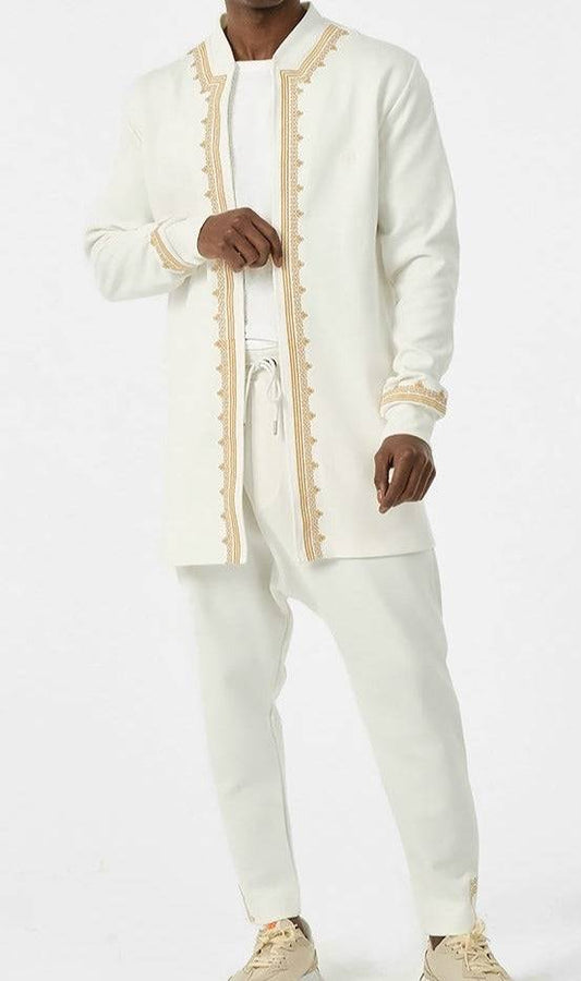 QL Etniz Set Menara in Cream and Gold  MOOMENN Men Clothing 3255 ENSEMBLE ETNIZ MENARA / Cream and Gold / XXL Faithful Nutrition