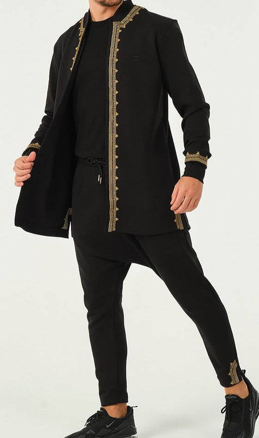 QL Etniz Set Menara in Black and Gold  MOOMENN Men Clothing 3255 ENSEMBLE ETNIZ MENARA / Black and Gold / XXL Faithful Nutrition