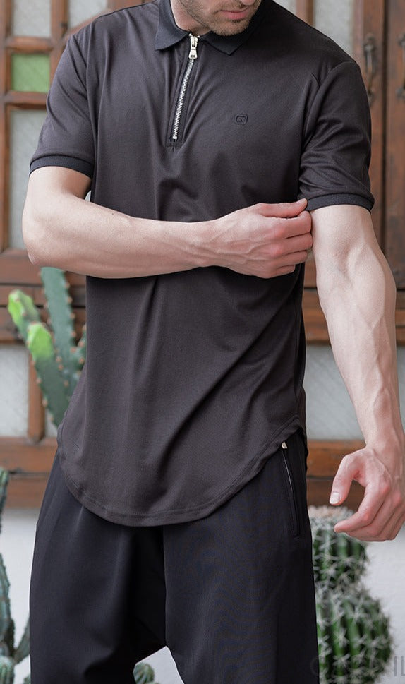 QL Relaxed Polo Zip Up in Black  MOOMENN Men Clothing  Faithful Nutrition