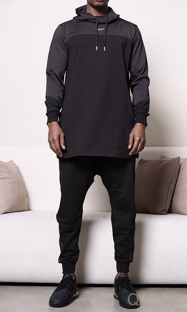 QL DELTA Kamisuit Two-tone Hooded Set in Black & Black  MOOMENN Men Clothing  Faithful Nutrition