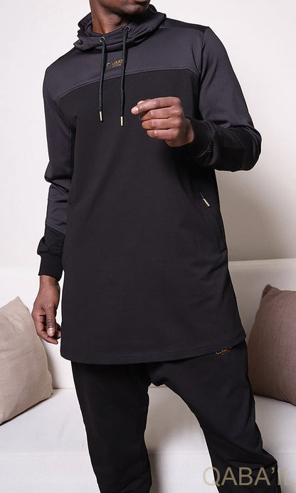 QL DELTA Kamisuit Two-tone Hooded Set in Black & Black  MOOMENN Men Clothing  Faithful Nutrition