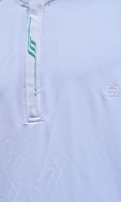 Muslim Men’s Short Jubba Kamisweat Subtil QL in White and Mint  MOOMENN Men Clothing  Faithful Nutrition