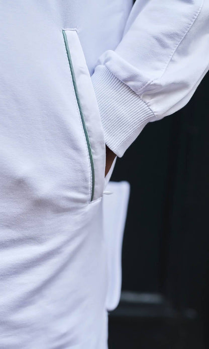 Muslim Men’s Short Jubba Kamisweat Subtil QL in White and Mint  MOOMENN Men Clothing  Faithful Nutrition