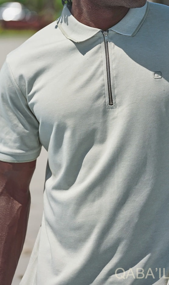 QL Relaxed Polo Zip Up in Light Green  MOOMENN Men Clothing  Faithful Nutrition