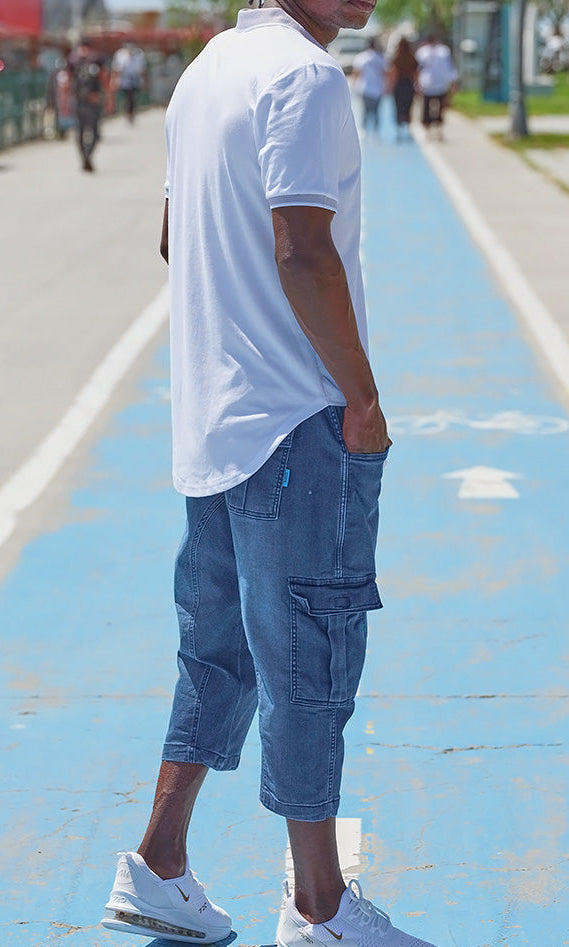 QL Pantacourt Cargo Jeans in Light Blue  MOOMENN Men Clothing  Faithful Nutrition
