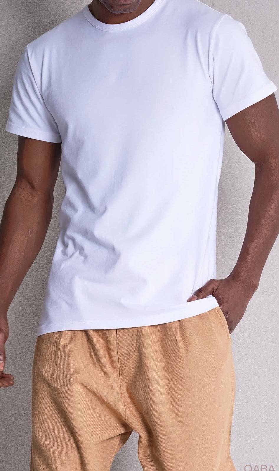 QL BAZ Longline T-Shirt White Pack (Pack of 2)  MOOMENN Men Clothing  Faithful Nutrition