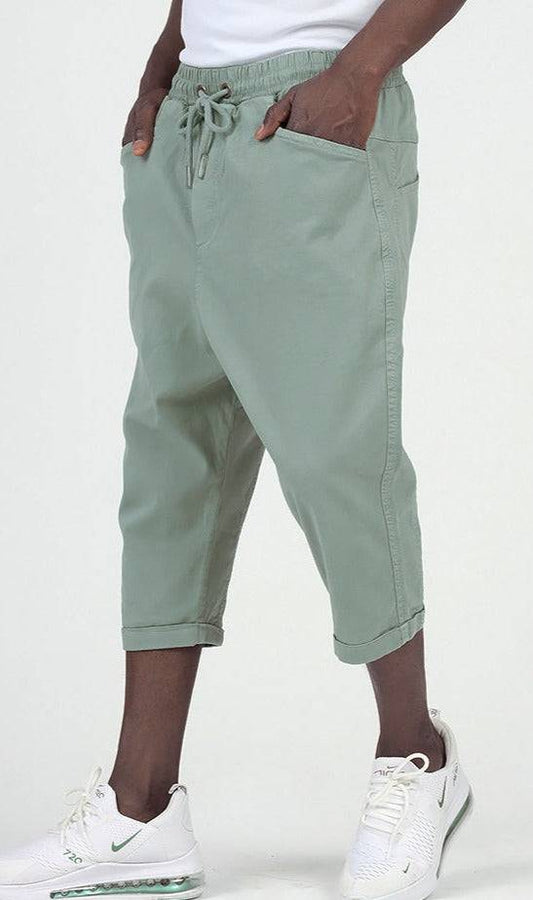 QL Cropped Trousers Stretch in Almond Green  MOOMENN Men Clothing  Faithful Nutrition