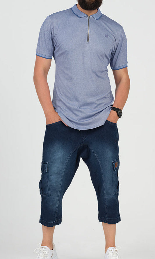 QL Pantacourt Cargo Jeans in Dark Blue  MOOMENN Men Clothing 9114 Pantacourt Cargo Jean / Dark Blue / XXL Faithful Nutrition