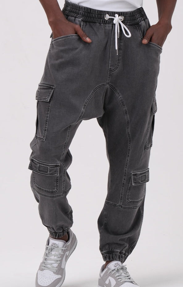 QL Relaxed Denim Cuffed Cargo Stretch in Grey  MOOMENN Men Clothing  Faithful Nutrition