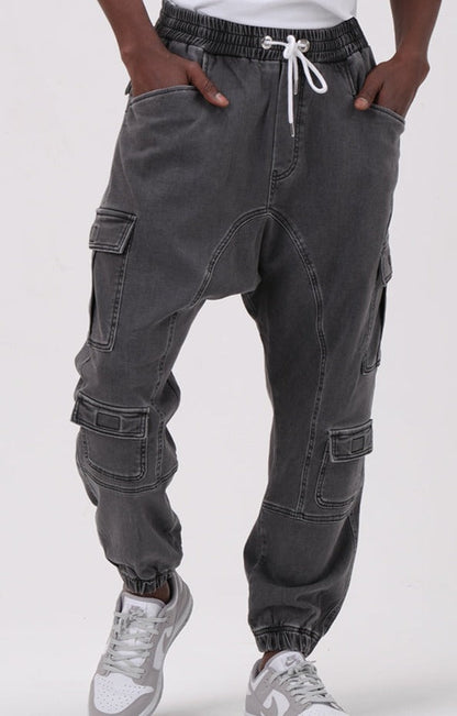QL Relaxed Denim Cuffed Cargo Stretch in Grey  MOOMENN Men Clothing  Faithful Nutrition