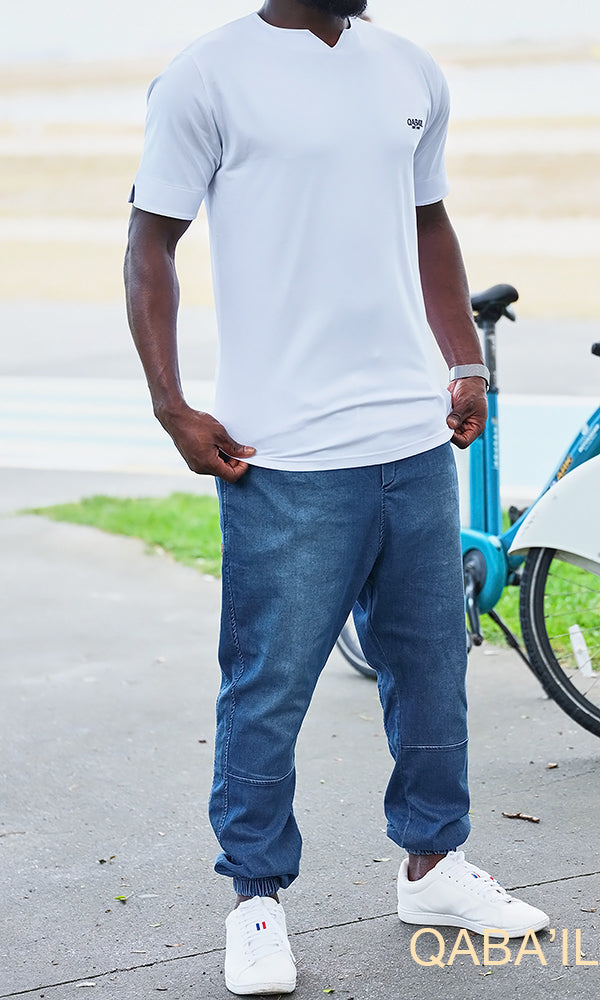 QL Relaxed Fit Stretch Cuffed Jeans in Ocean Blue  MOOMENN Men Clothing  Faithful Nutrition