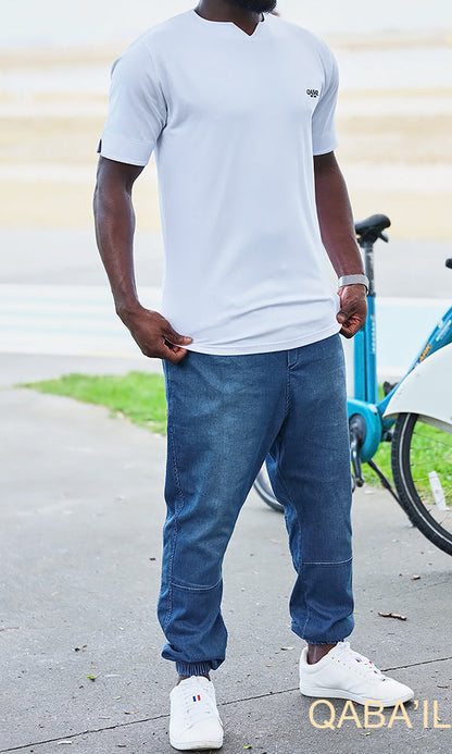 QL Relaxed Fit Stretch Cuffed Jeans in Ocean Blue  MOOMENN Men Clothing  Faithful Nutrition