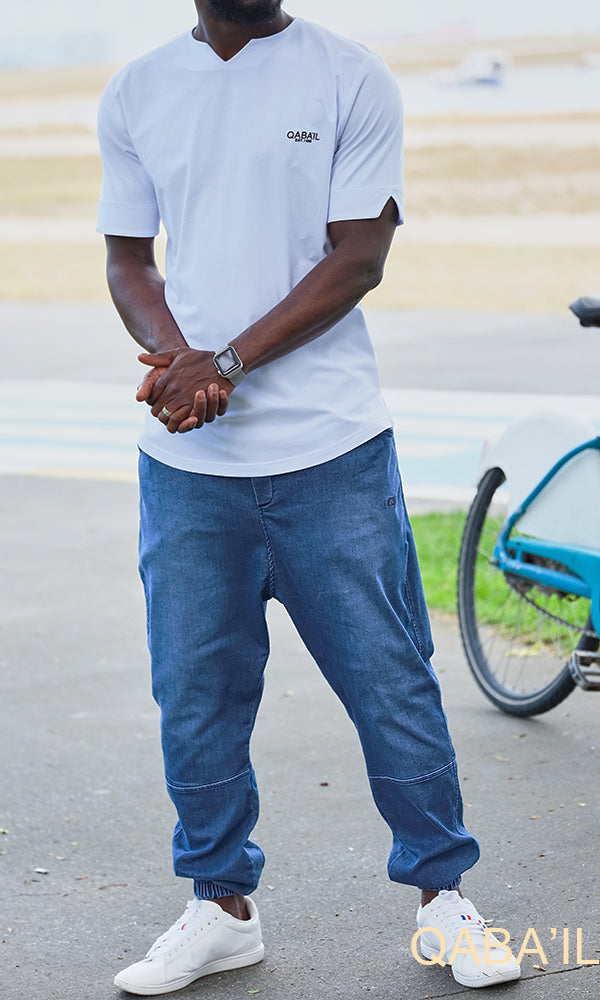QL Relaxed Fit Stretch Cuffed Jeans in Ocean Blue  MOOMENN Men Clothing  Faithful Nutrition