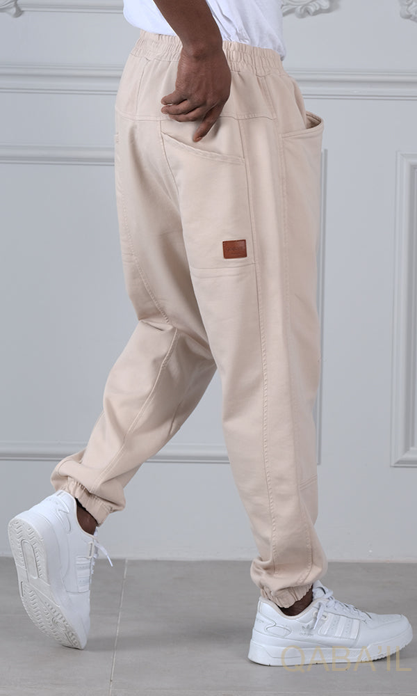 QL Relaxed Cotton STRETCH Cuffed Trousers in Beige  MOOMENN Men Clothing  Faithful Nutrition