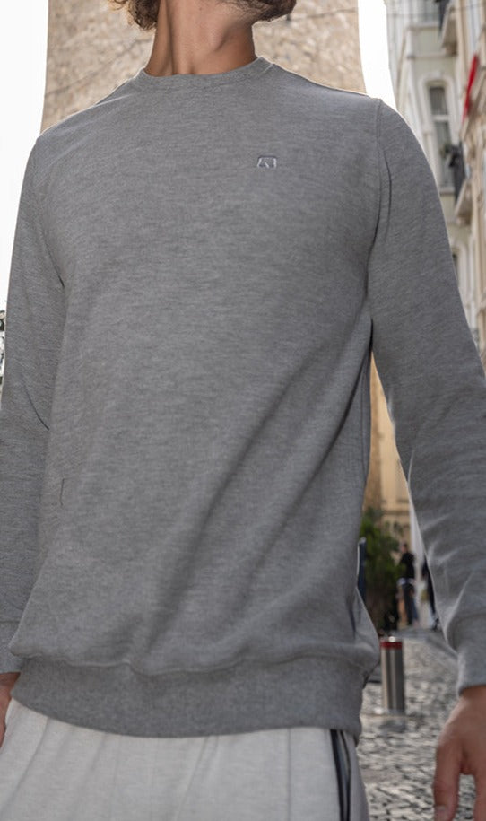 QL Round Collar Longline Sweatshirt in Grey  MOOMENN Men Clothing  Faithful Nutrition