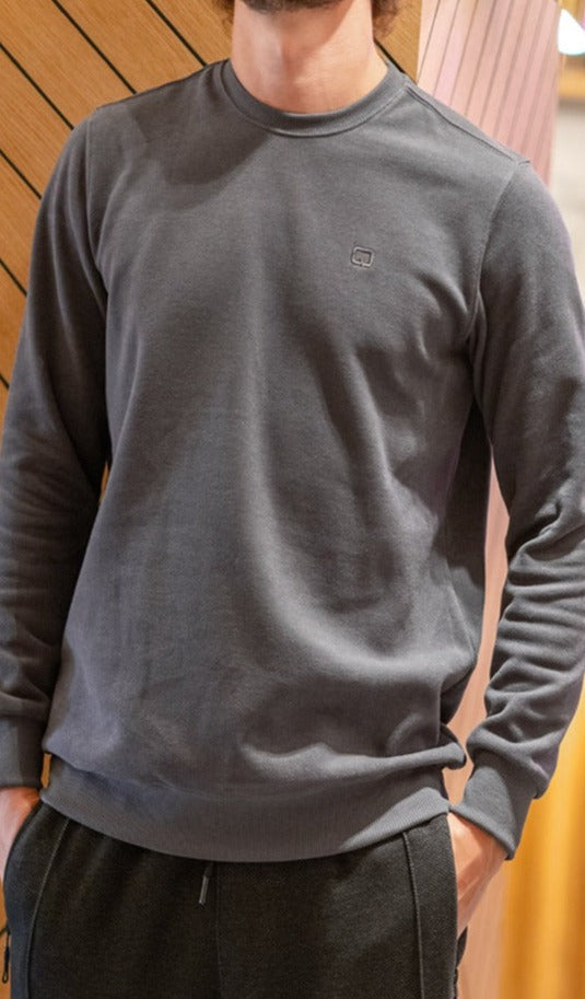 QL Round Collar Longline Sweatshirt in Dark Grey  MOOMENN Men Clothing 3252 PULL COLL ROND / Dark Grey / XXL Faithful Nutrition