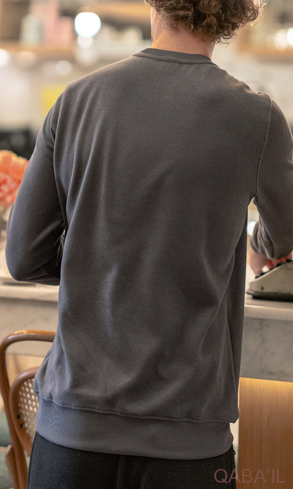 QL Round Collar Longline Sweatshirt in Dark Grey  MOOMENN Men Clothing  Faithful Nutrition