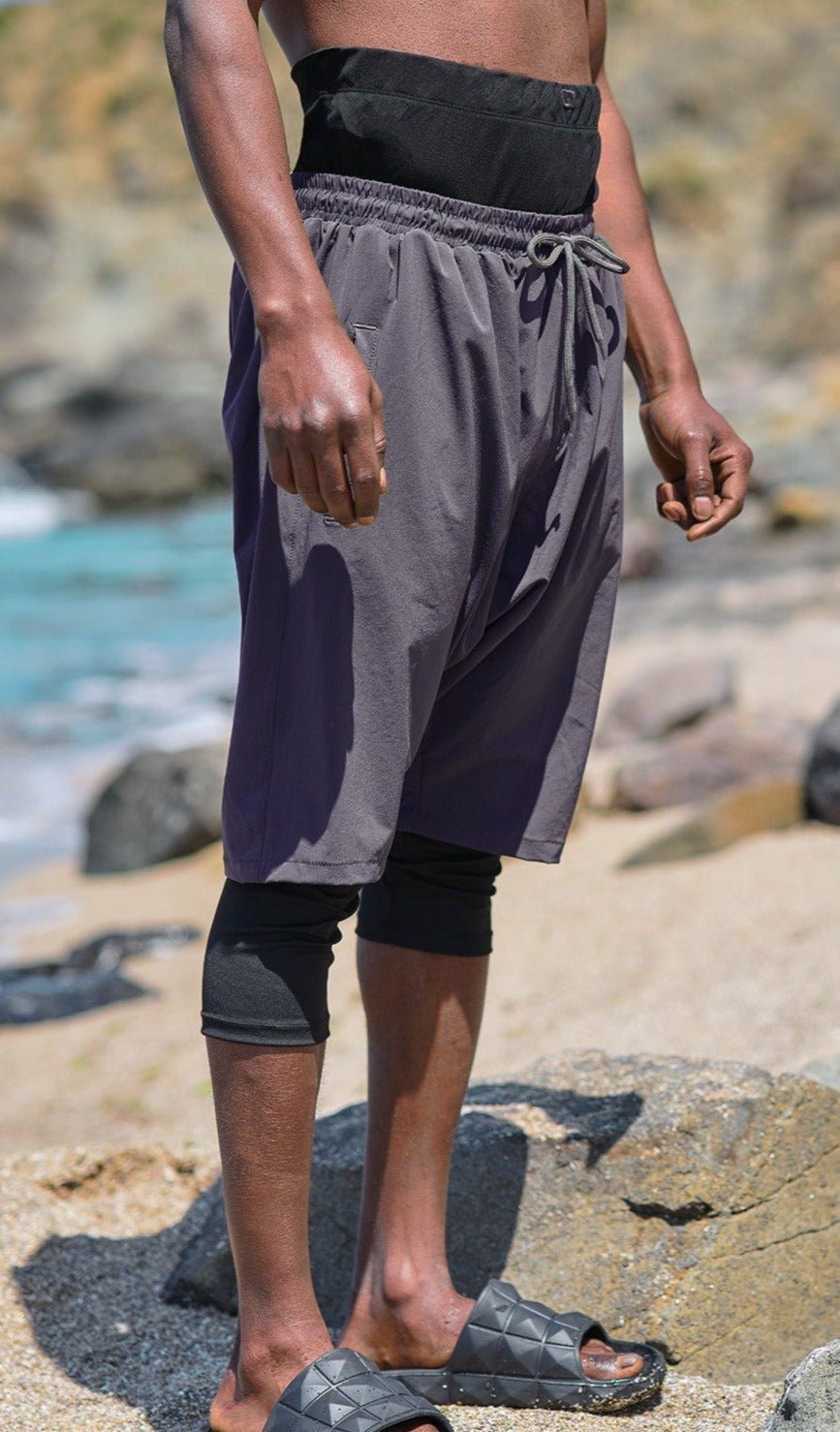 QL Halal Swim Shorts in Dark Grey and Black  MOOMENN Men Clothing  Faithful Nutrition