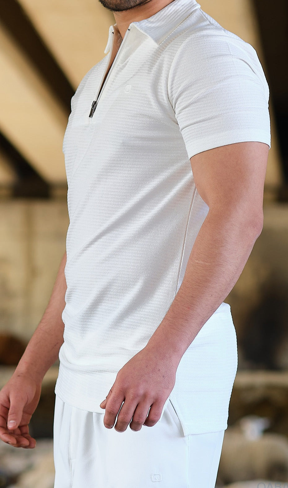 QL Relaxed Polo Zip Up S24 in Cream  MOOMENN Men Clothing 8012 POLO ZIP TIMELESS / Cream / XXL Faithful Nutrition