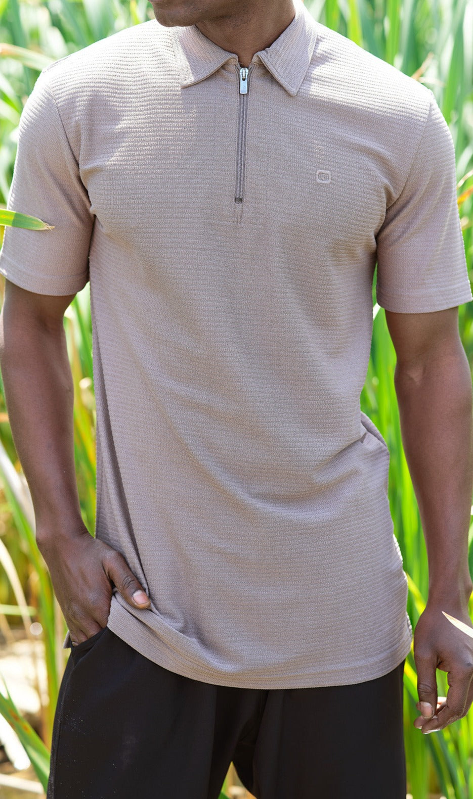 QL Relaxed Polo Zip Up S24 in Camel  MOOMENN Men Clothing 8012 POLO ZIP TIMELESS / Camel / XXL Faithful Nutrition