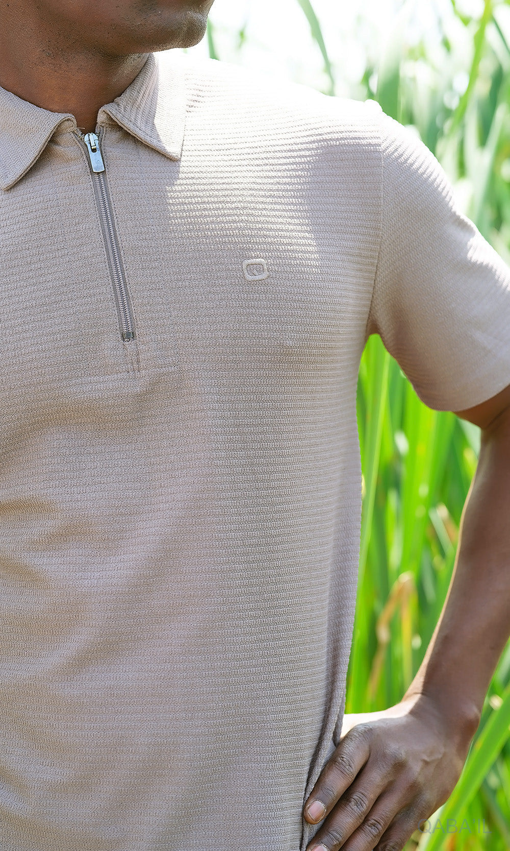 QL Relaxed Polo Zip Up S24 in Camel  MOOMENN Men Clothing  Faithful Nutrition