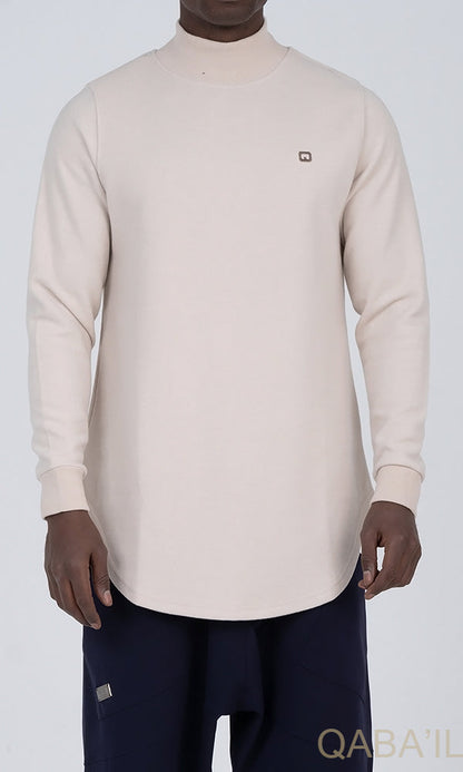 QL Longline High Collar Sweatshirt in Beige  MOOMENN Men Clothing  Faithful Nutrition