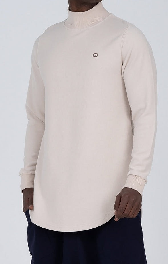 QL Longline High Collar Sweatshirt in Beige  MOOMENN Men Clothing  Faithful Nutrition