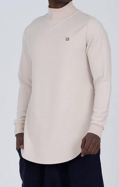 QL Longline High Collar Sweatshirt in Beige  MOOMENN Men Clothing  Faithful Nutrition