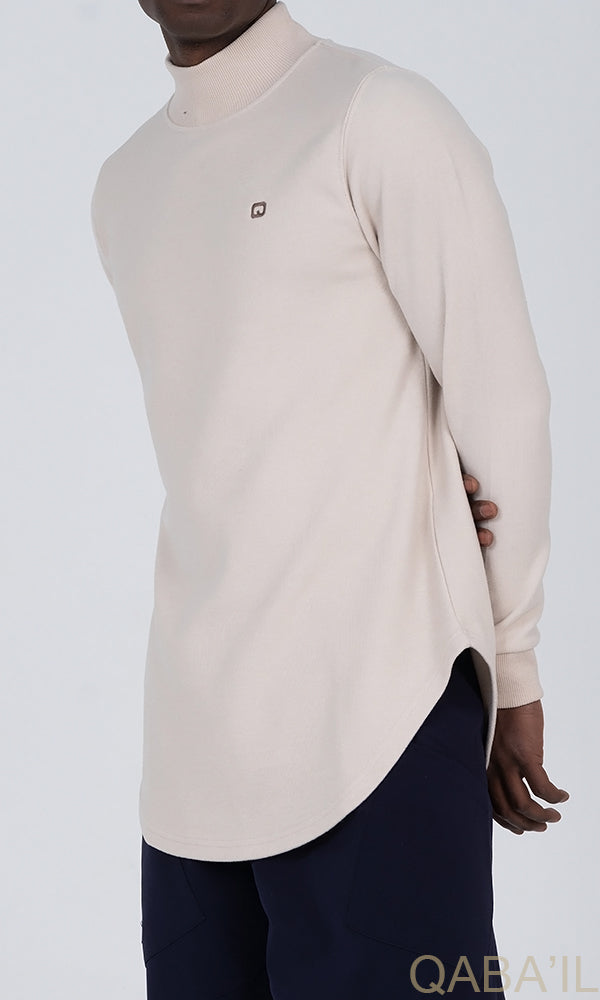 QL Longline High Collar Sweatshirt in Beige  MOOMENN Men Clothing  Faithful Nutrition