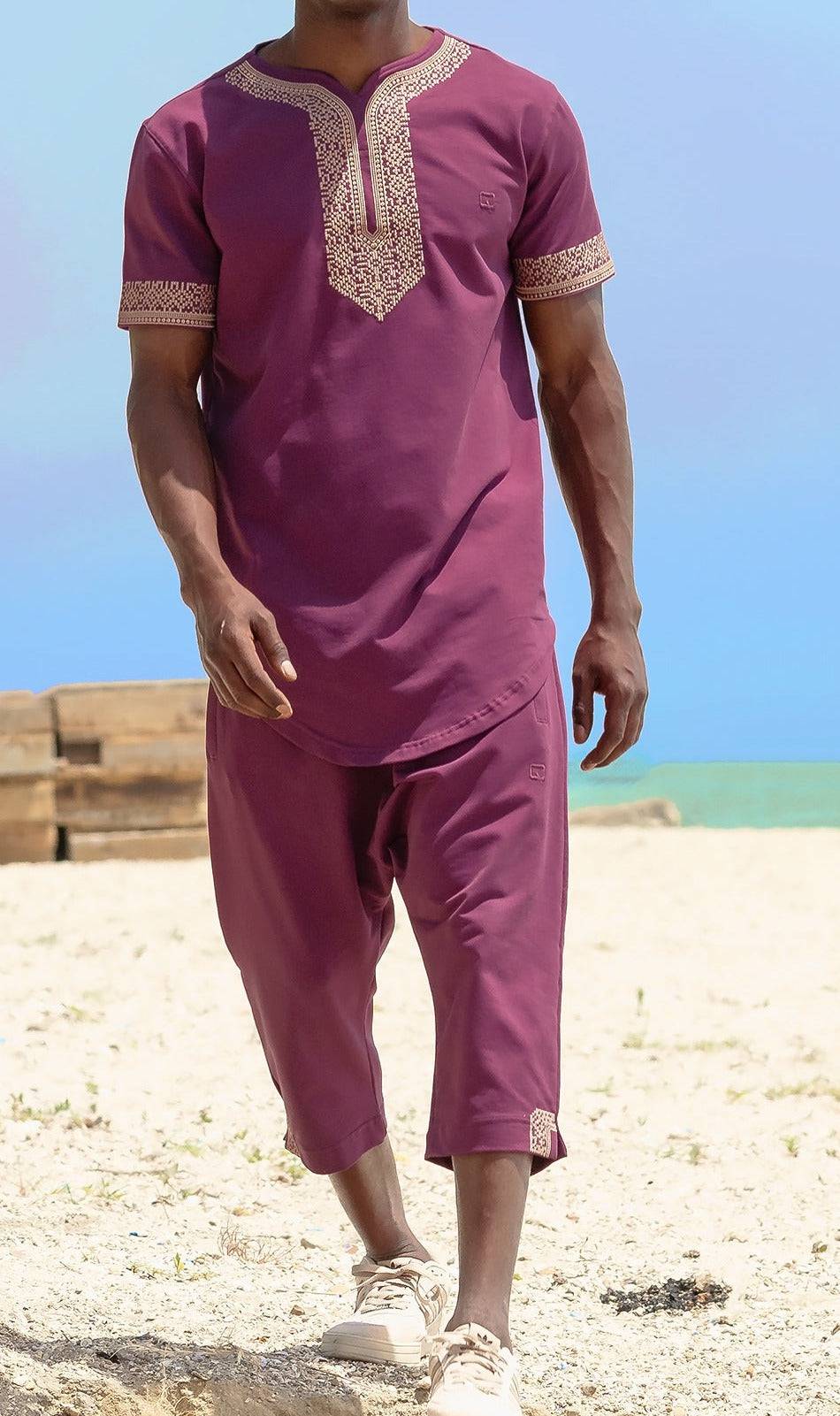 QL Etniz Set AWQAS in Burgundy  MOOMENN Men Clothing 3271 Ensemble Etniz S24 / Burgundy / XXL Faithful Nutrition