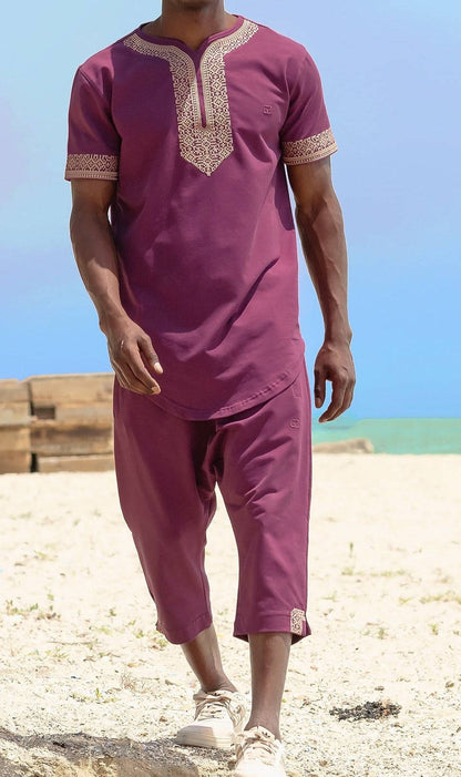 QL Etniz Set AWQAS in Burgundy  MOOMENN Men Clothing 3271 Ensemble Etniz S24 / Burgundy / XXL Faithful Nutrition