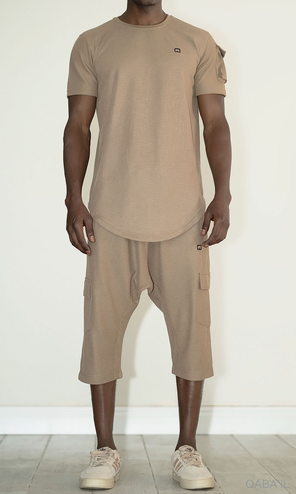 QL IGO Relaxed Cargo Shorts and T-Shirt Set in Taupe  MOOMENN Men Clothing  Faithful Nutrition