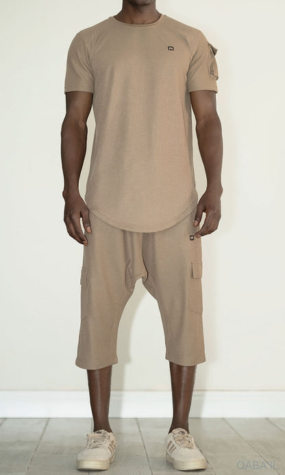 QL IGO Relaxed Cargo Shorts and T-Shirt Set in Taupe  MOOMENN Men Clothing  Faithful Nutrition
