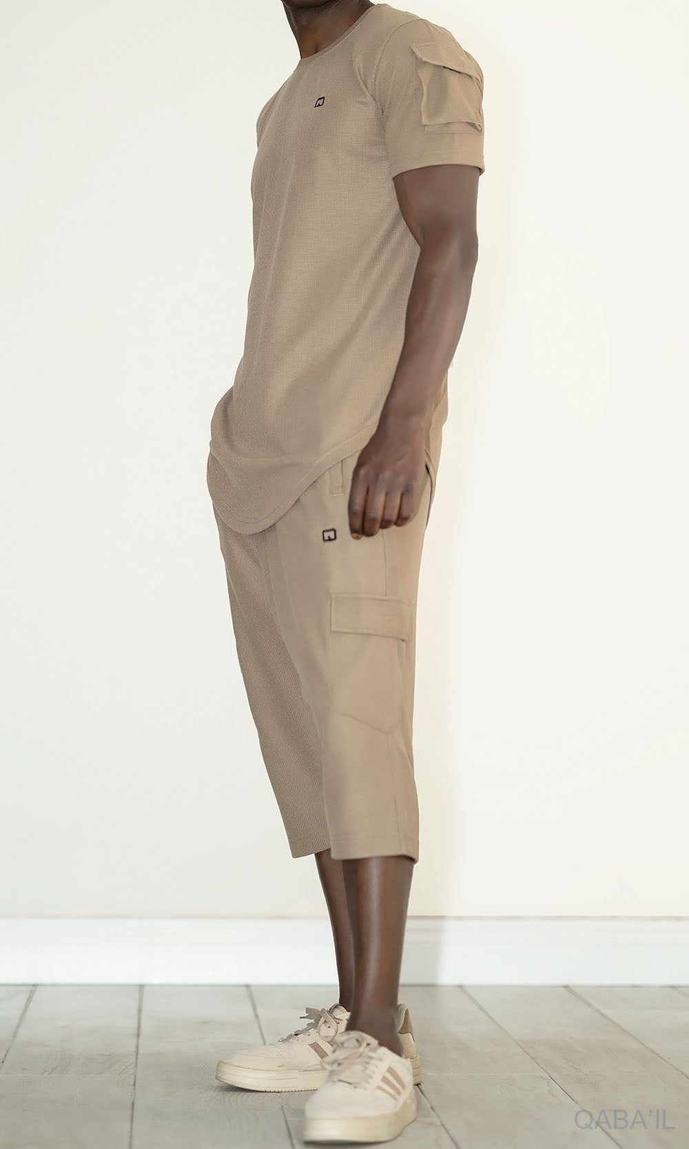 QL IGO Relaxed Cargo Shorts and T-Shirt Set in Taupe  MOOMENN Men Clothing  Faithful Nutrition