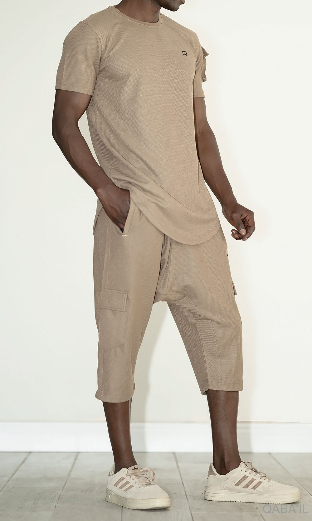 QL IGO Relaxed Cargo Shorts and T-Shirt Set in Taupe  MOOMENN Men Clothing  Faithful Nutrition