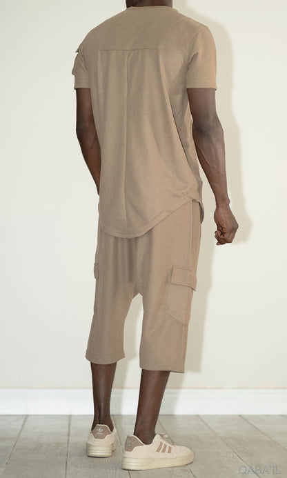 QL IGO Relaxed Cargo Shorts and T-Shirt Set in Taupe  MOOMENN Men Clothing  Faithful Nutrition