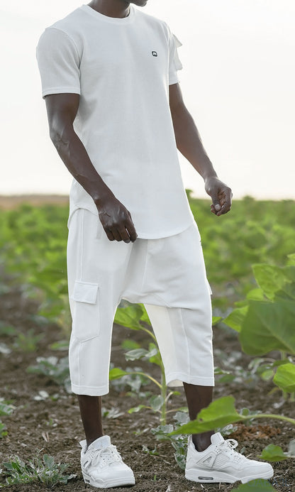QL IGO Relaxed Cargo Shorts and T-Shirt Set in Cream  MOOMENN Men Clothing  Faithful Nutrition