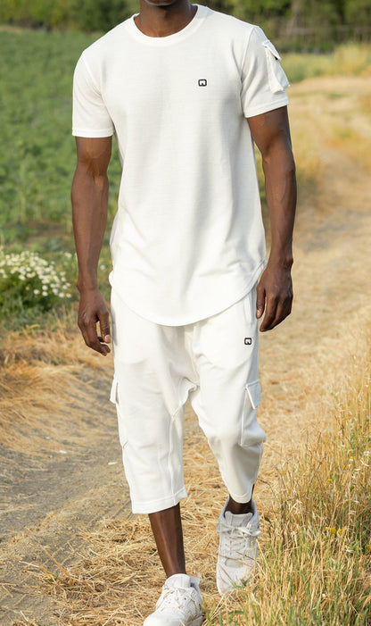 QL IGO Relaxed Cargo Shorts and T-Shirt Set in Cream  MOOMENN Men Clothing  Faithful Nutrition